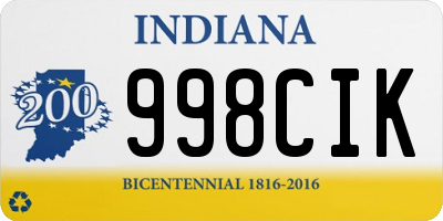 IN license plate 998CIK