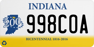 IN license plate 998COA