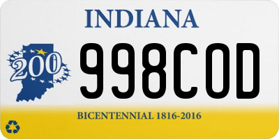 IN license plate 998COD