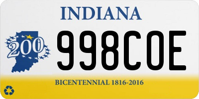 IN license plate 998COE