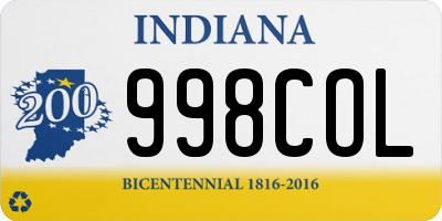 IN license plate 998COL