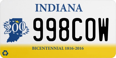 IN license plate 998COW