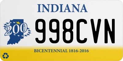 IN license plate 998CVN