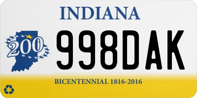 IN license plate 998DAK