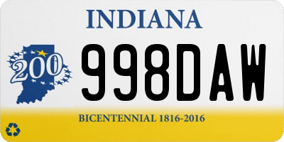 IN license plate 998DAW