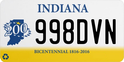 IN license plate 998DVN