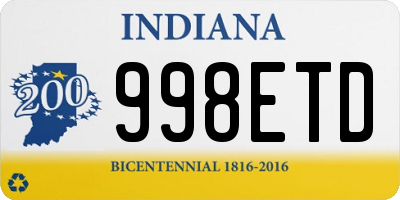 IN license plate 998ETD