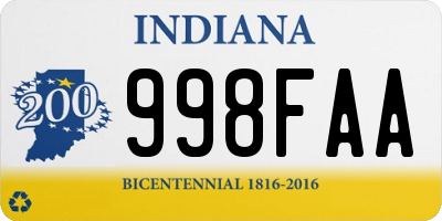 IN license plate 998FAA