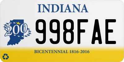 IN license plate 998FAE