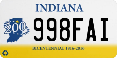 IN license plate 998FAI