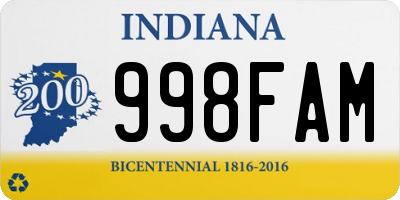 IN license plate 998FAM