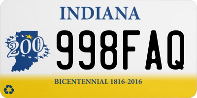 IN license plate 998FAQ