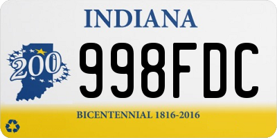 IN license plate 998FDC