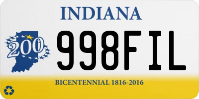 IN license plate 998FIL