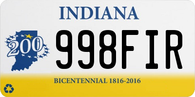 IN license plate 998FIR
