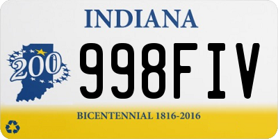 IN license plate 998FIV