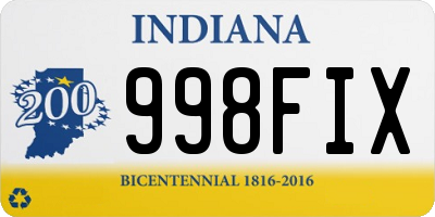 IN license plate 998FIX