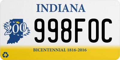 IN license plate 998FOC