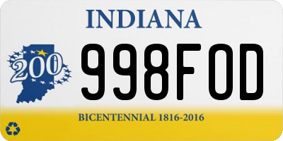 IN license plate 998FOD