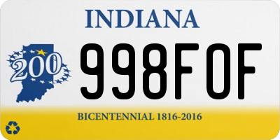 IN license plate 998FOF