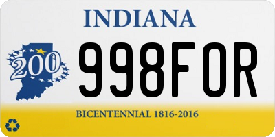 IN license plate 998FOR