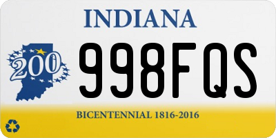 IN license plate 998FQS