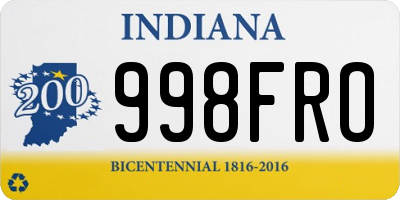 IN license plate 998FRO