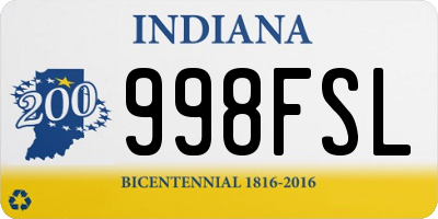 IN license plate 998FSL