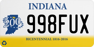 IN license plate 998FUX