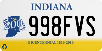 IN license plate 998FVS