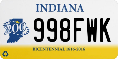 IN license plate 998FWK