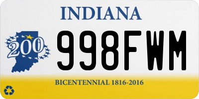 IN license plate 998FWM
