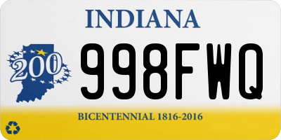 IN license plate 998FWQ