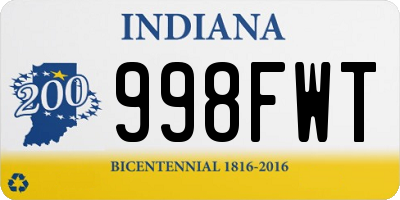 IN license plate 998FWT