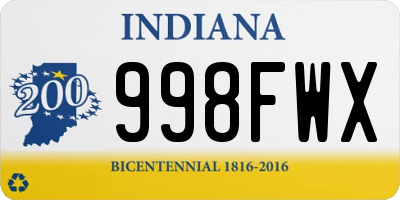 IN license plate 998FWX