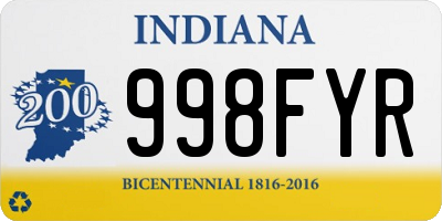 IN license plate 998FYR