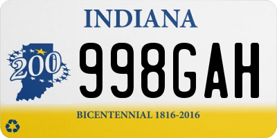 IN license plate 998GAH
