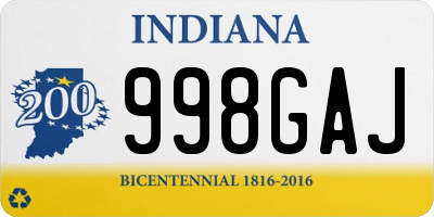 IN license plate 998GAJ