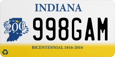 IN license plate 998GAM