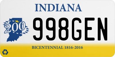 IN license plate 998GEN