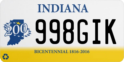 IN license plate 998GIK