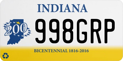 IN license plate 998GRP