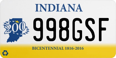 IN license plate 998GSF