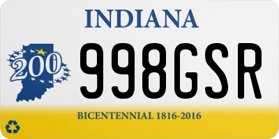 IN license plate 998GSR