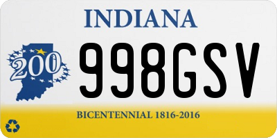 IN license plate 998GSV