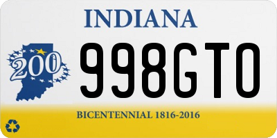 IN license plate 998GTO