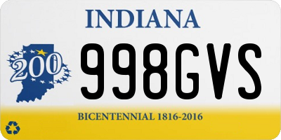 IN license plate 998GVS