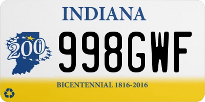 IN license plate 998GWF