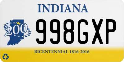 IN license plate 998GXP