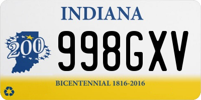 IN license plate 998GXV